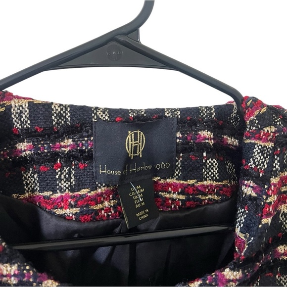 House of Harlow 1960 Black & Red Tweed Cropped Blazer - Picture 2 of 7